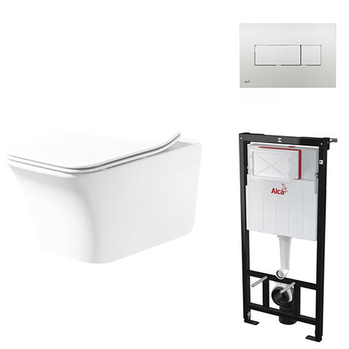 Kit de Inodoro con asiento + pulsador + tanque