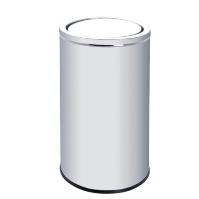 Basurero Cilíndirco Inoxidable Tapa Basculante
