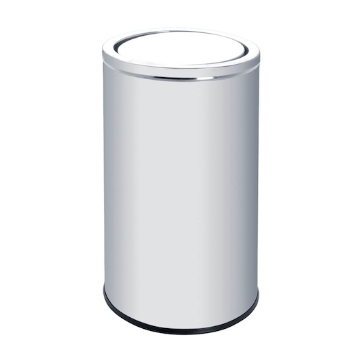 Basurero Cilíndirco Inoxidable Tapa Basculante