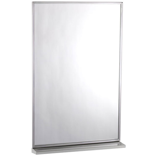 Espejo y repisa con marco de acero