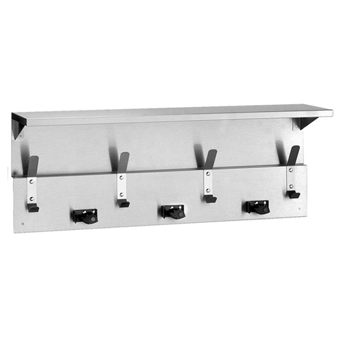 Repisa con soporte para escobas y perchas integradas